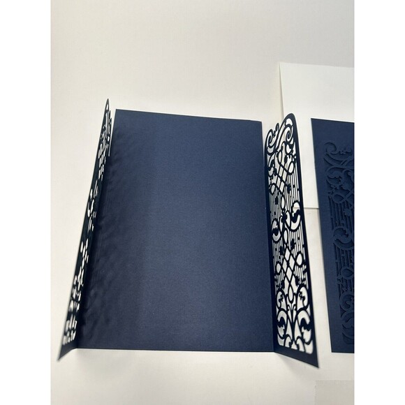 WISHMADE Laser Cut Gatefold Invitation Jackets  ONLY with Envelopes 72 Ct Blue - Picture 2 of 4